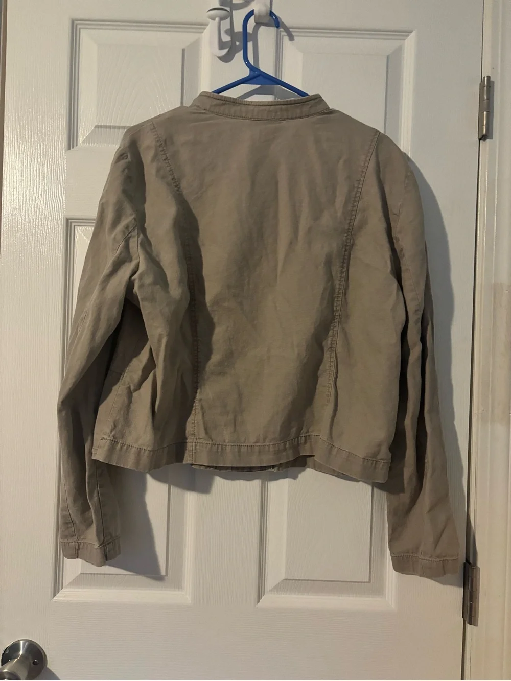 LOFT Taupe Ruffle-Front Jacket - Picture 2 of 5